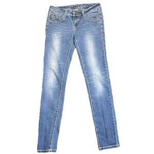 C'est Toi Premium Stretch Denim Skinny Leg Jeans Size 5 1 Button Front Low Rise
